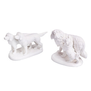 Verwey Museum Haarlem Two biscuit porcelain dog figurines