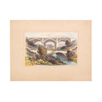 Print landscape with railway bridge