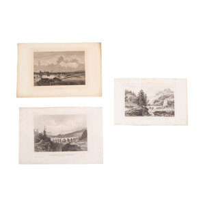 Spoorwegmuseum Three prints of railway bridges in Poland and Austria