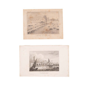 Spoorwegmuseum Two prints of a railway bridge in Venice