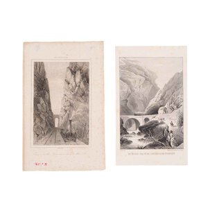 Spoorwegmuseum Print 'Chemin de Fer, Excavation dans le Mont Olive'; Print 'De Techas-pas in de Cantabrische Pyreneën