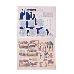 Spoorwegmuseum Two paper construction sheets with 19th century images