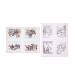 Spoorwegmuseum Twee prenten met vier 19e eeuwse scenes