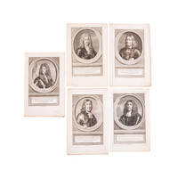 Vijf portretprenten van het Zeeuws geslacht Evertsen, J. Houbraken