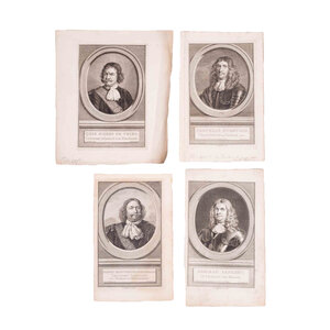 Het Scheepvaartmuseum Vier portretten van admiralen, J. Houbraken