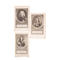 Three portraits of lieutenant admirals, J. Houbraken