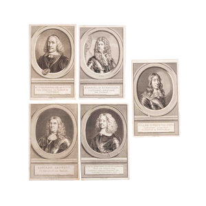 Het Scheepvaartmuseum Five portraits of admirals, J. Houbraken