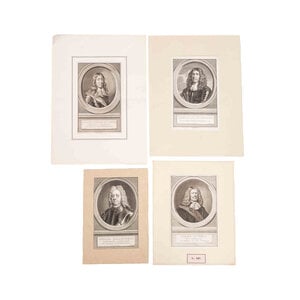 Het Scheepvaartmuseum Four portraits of admirals, J. Houbraken, c. 1749-1760