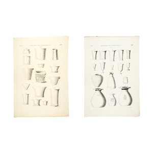 Rijksmuseum van Oudheden Lithographs of pots and column capitals
