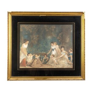 Private Collecties Group of women and children in Empire clothing