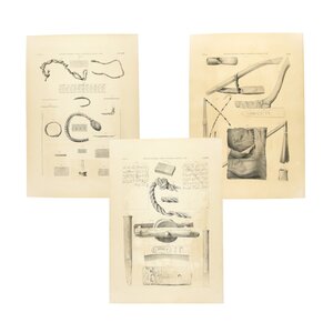 Rijksmuseum van Oudheden Litho's touwen/weefkunst en gereedschap