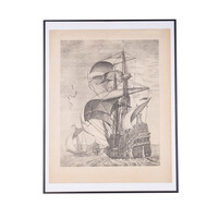 Reproduction of a print of a three-master