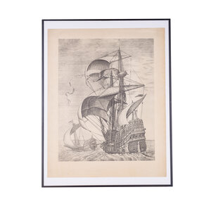 Het Scheepvaartmuseum Reproduction of a print of a three-master