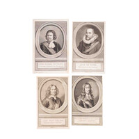 Vier portretten van zeevaarders, J. Houbraken