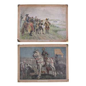 Streekhistorisch Centrum Stadskanaal Schoolplaten 'Aan de Hollandsche Waterlinie, 1672' en 'De Prins trekt over de Maas, 1568'