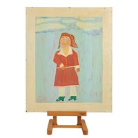 Jan Strijbos, 'Female figure in orange dress with trousers pants underneath'