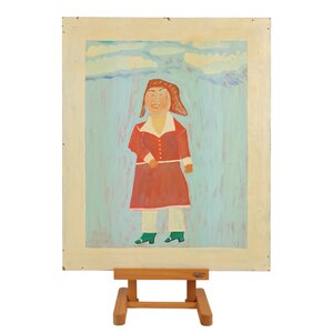 Eindhoven Museum Jan Strijbos, 'Female figure in orange dress with trousers pants underneath'