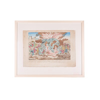 Caricature 'Embrâsement deplorable de la Machien Aerostatique des Srs. Miolan et Janinet le dimanche 11 Juilliet 1784', J. Chereau