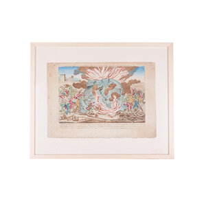 Spoorwegmuseum Spotprent 'Embrâsement deplorable de la Machien Aerostatique des Srs. Miolan et Janinet le dimanche 11 Juilliet 1784', J. Chereau