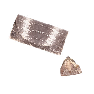 Mystery Museum Brown and white clutch bag and purse