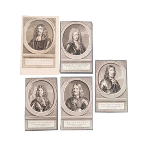 Het Scheepvaartmuseum Five portrait prints of the Zeeland family Evertsen, J. Houbraken