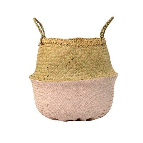 Dipped wicker basket natural / pink