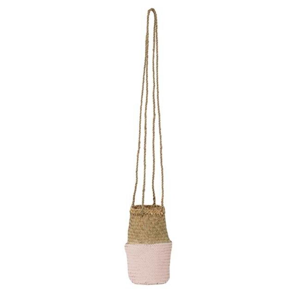 Dipped rattan plant hanger pink