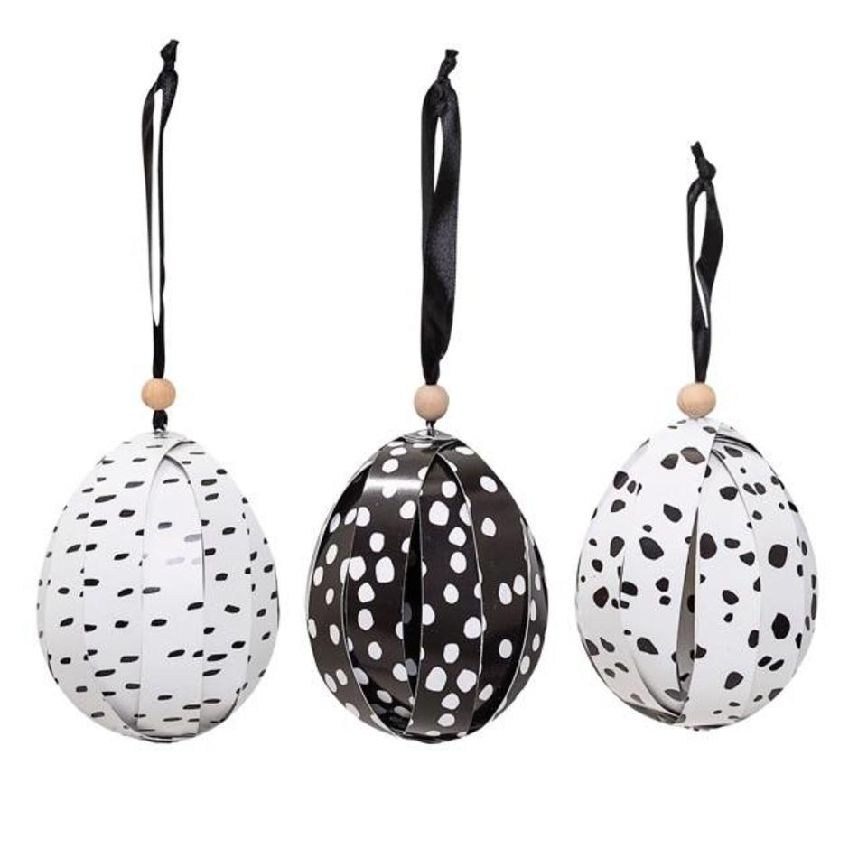 Monochrome paper Easter ornaments / set of 3