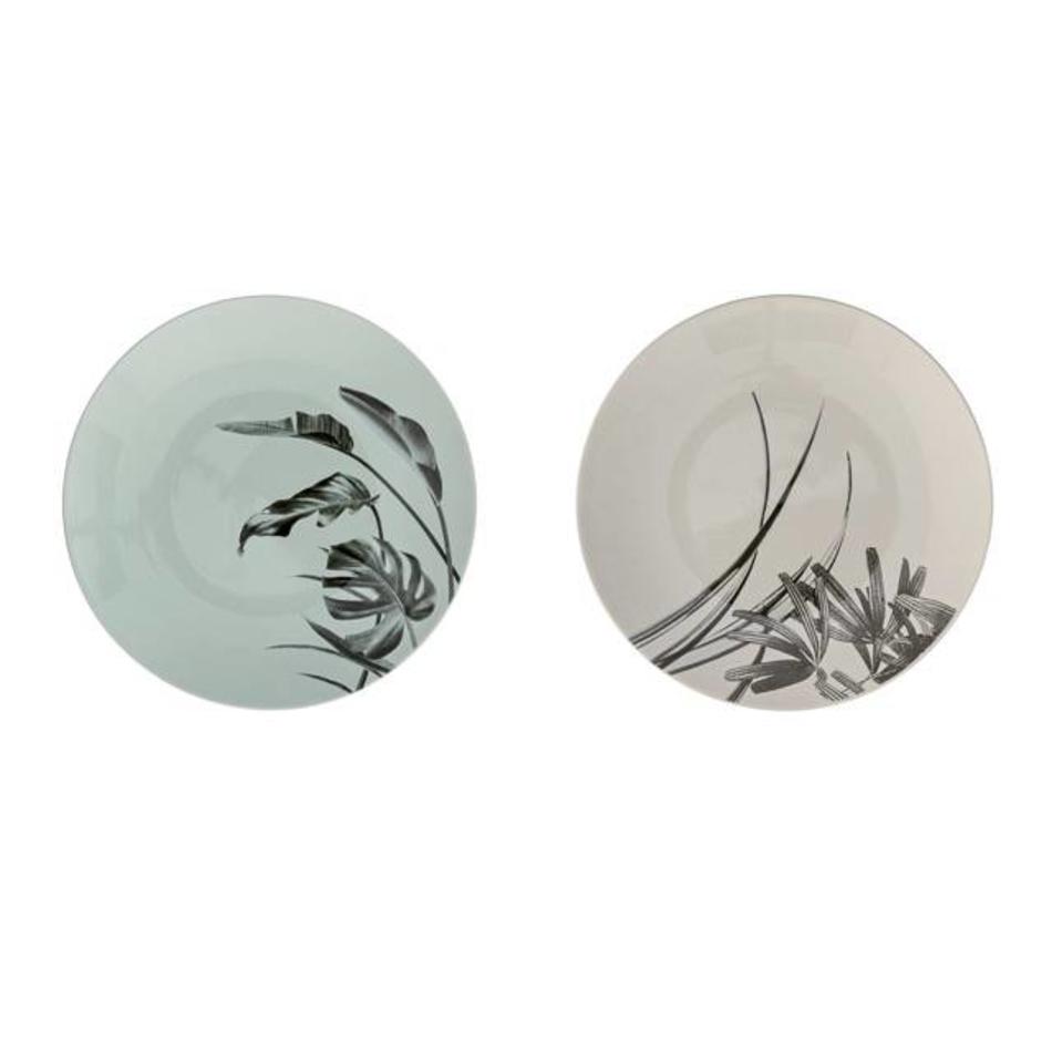 Set of 2 plates Sooij Palm mint / grey