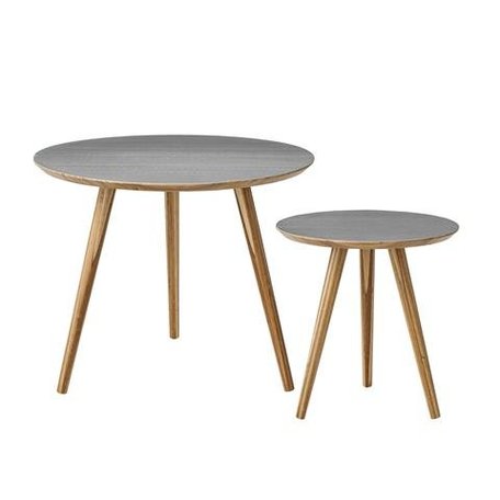 Set van 2 houten tafeltjes grijs