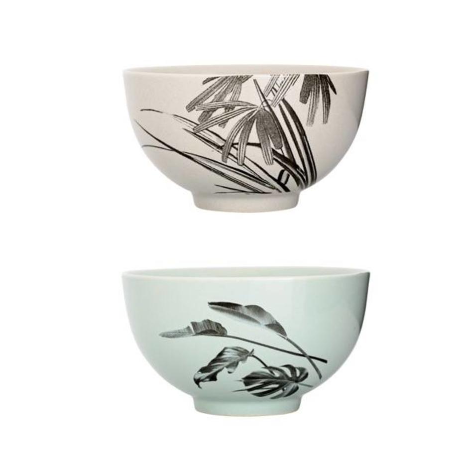 Set of 2 bowls Sooij Palm mint / grey