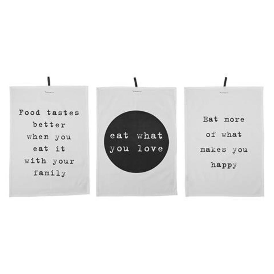 Set of 3 tea towels text