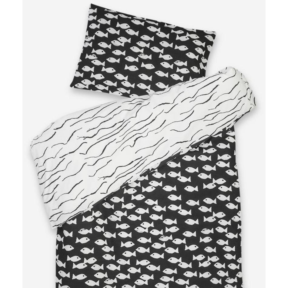 Duvet cover - Fish / wave black - Kids