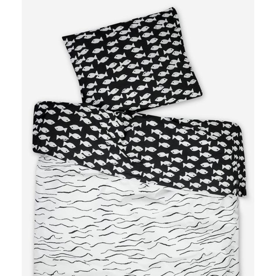 Duvet cover - Fish / wave black - Kids