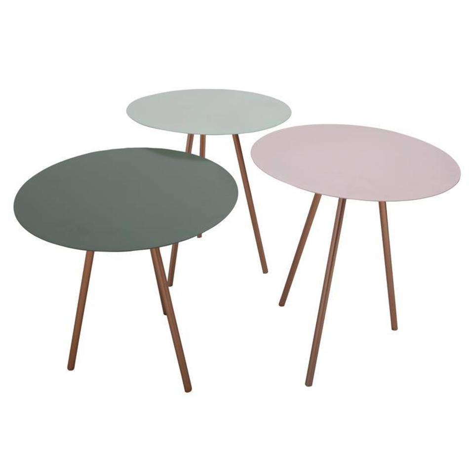 Side tables - set of 3 - pink, mint, green