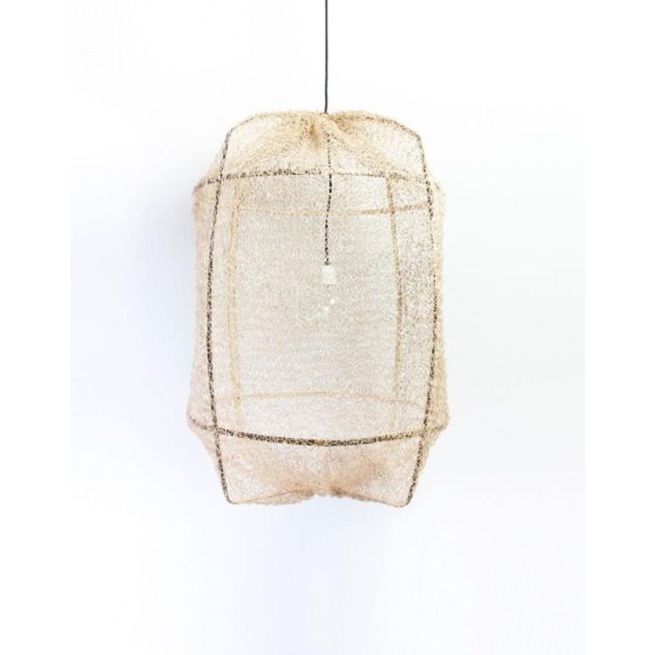 Hanging lamp - Z1 - black frame - Tea dyed net