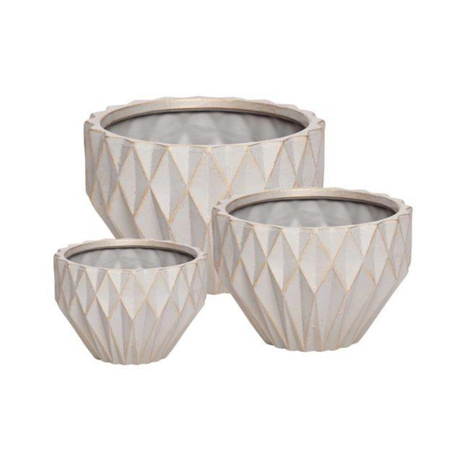 Geometric flower pot - Grey / copper - Small