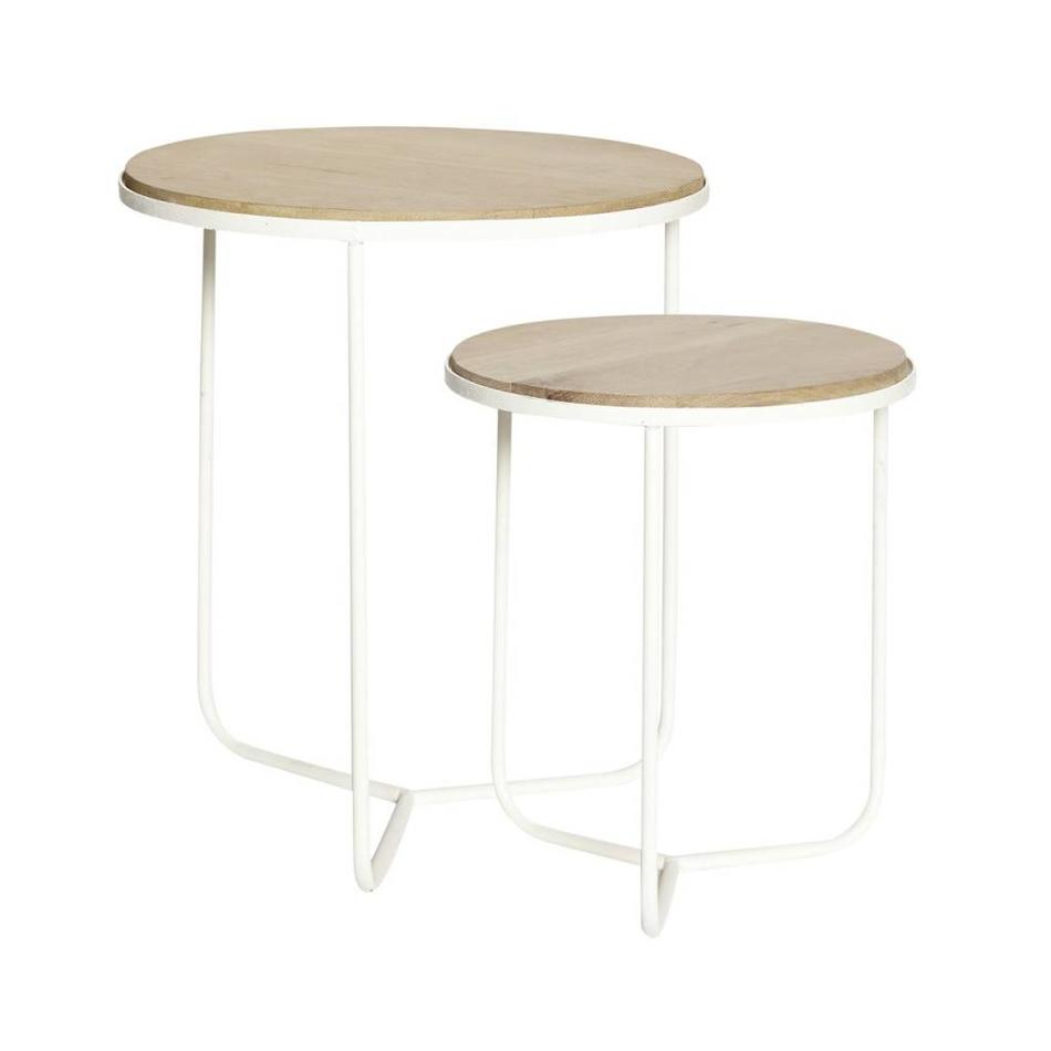 Set of 2 - White side tables - Natural