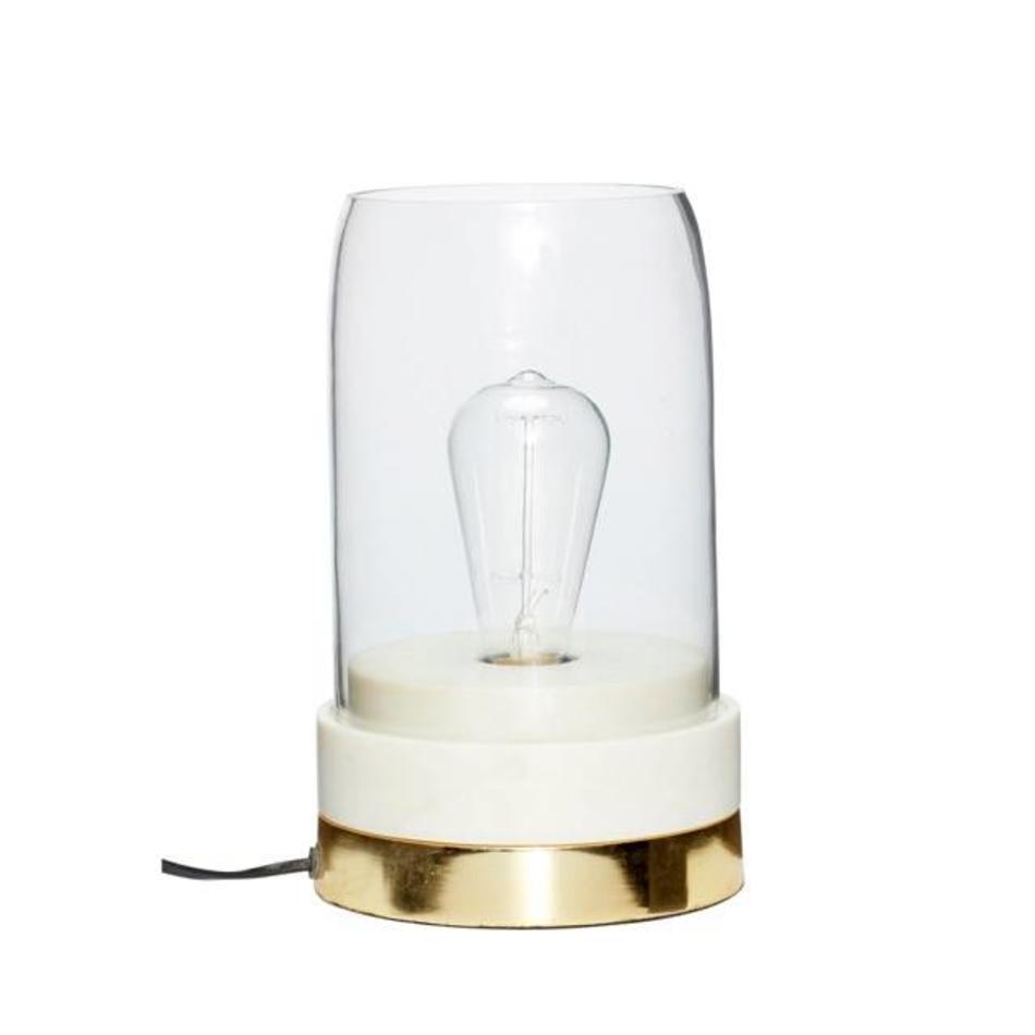 Tafellamp - Marmer, messing en glas