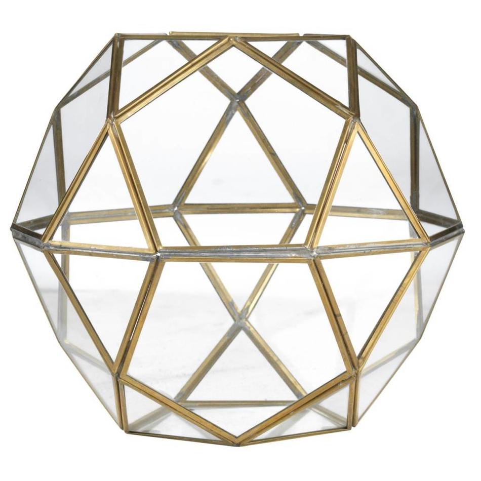 Geometric lantaarn koper en glas