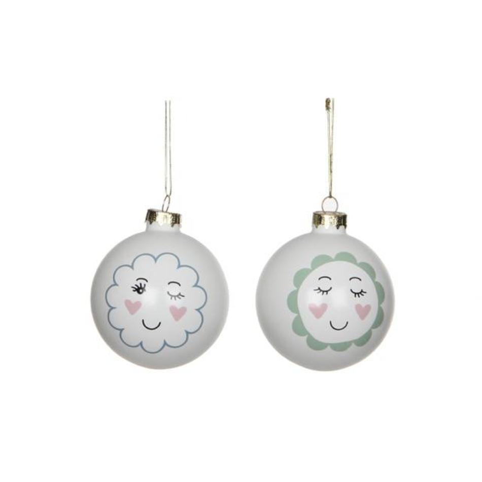 Set of 2 trendy Christmas balls face