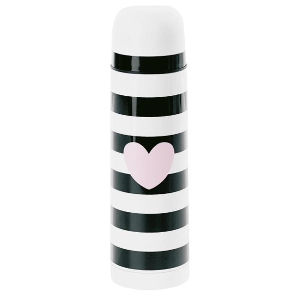 Thermos pink heart with black stripe