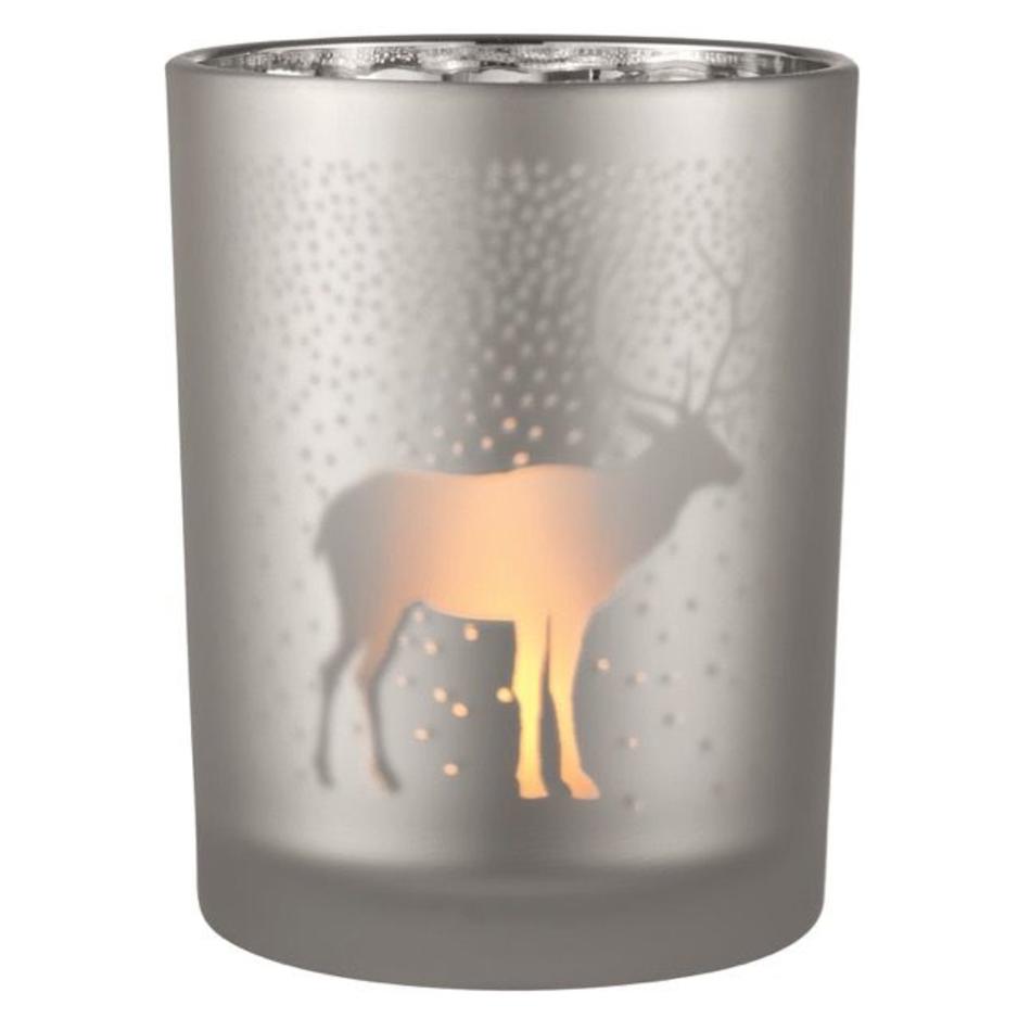 Frosted Tea light holder reindeer silver