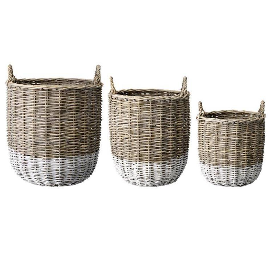 Dipped rattan basket Natural / white  - Large