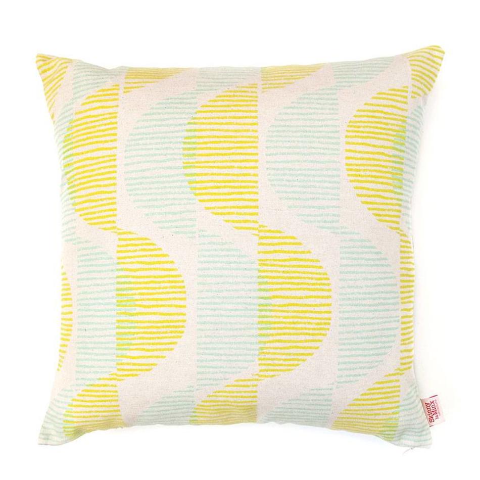 Cushion cover Sway - lemon / mint