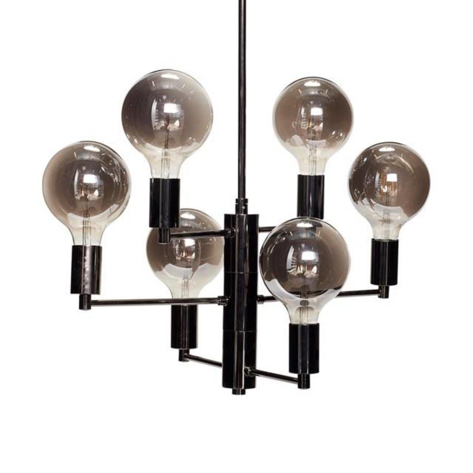 Hanglamp zwart - kroonluchter - 6 LED bollen