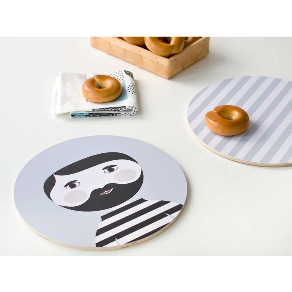 Wooden plate Bearded man