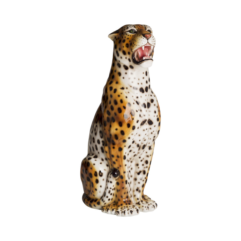 Porcelain leopard statue