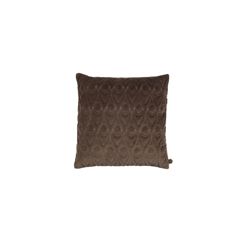 Velvet cushion Peacock - Dark brown