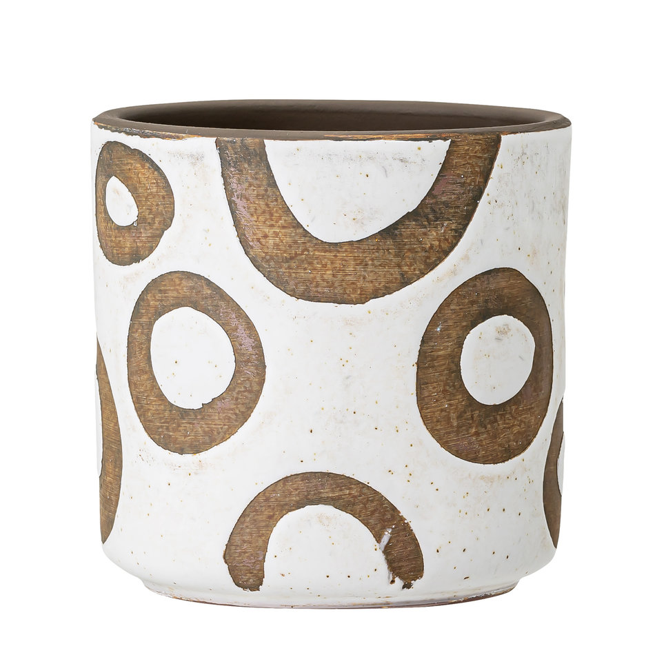 Flowerpot white - Terracotta circles